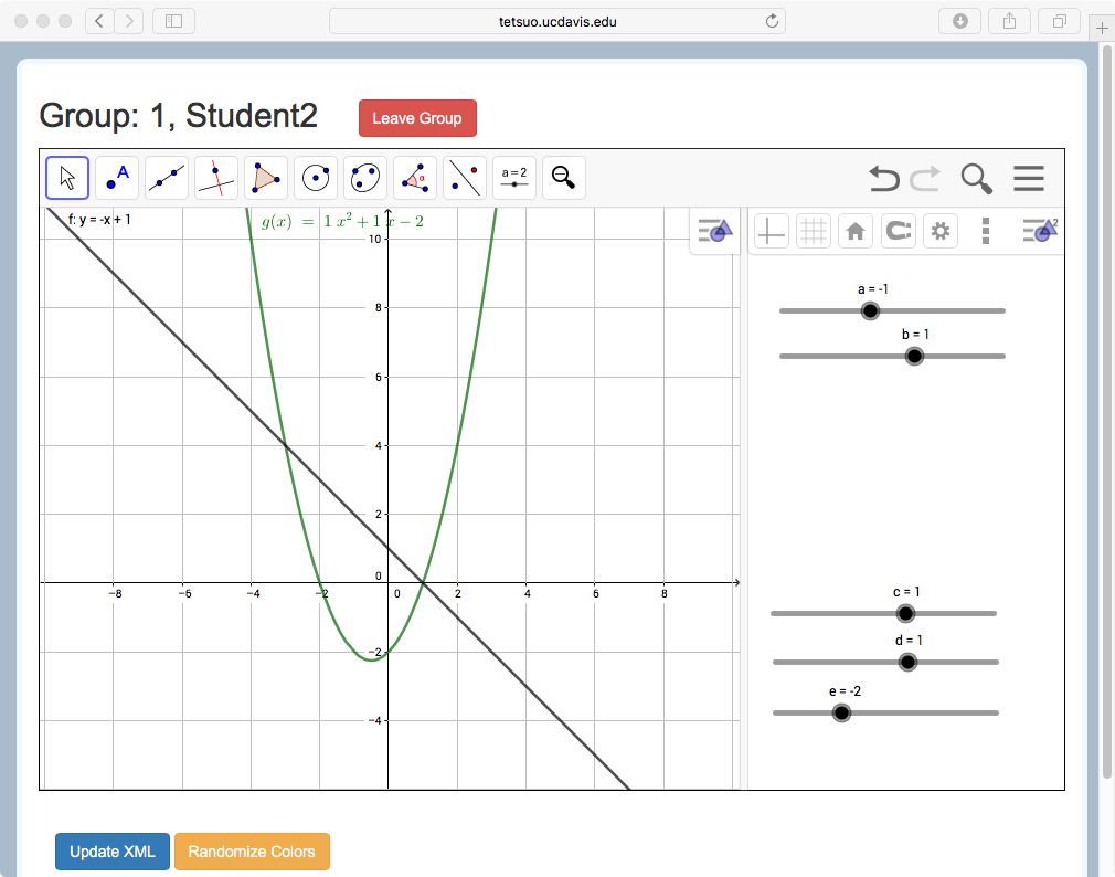 Figure 2b. The MathNet graphical view seen by Student 2.