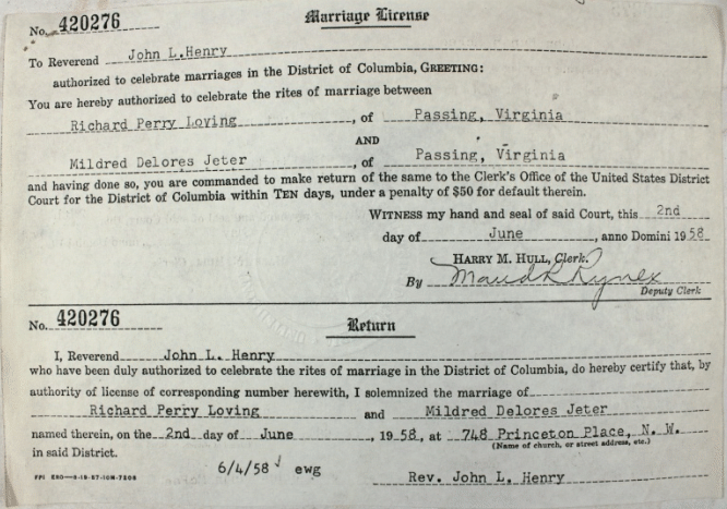 Image of marriage license document